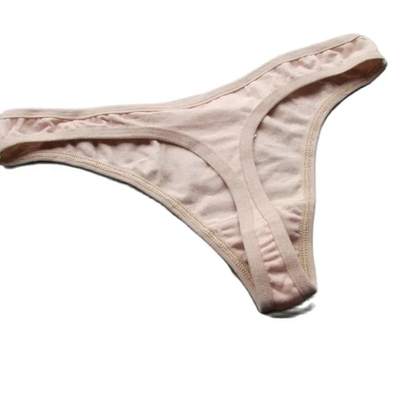 Bralroma Cotton Panties Beige Women G-String Soft  T-Back Lady Undewear Sexy Knickers Hiphugger Low Rise Thong QK009