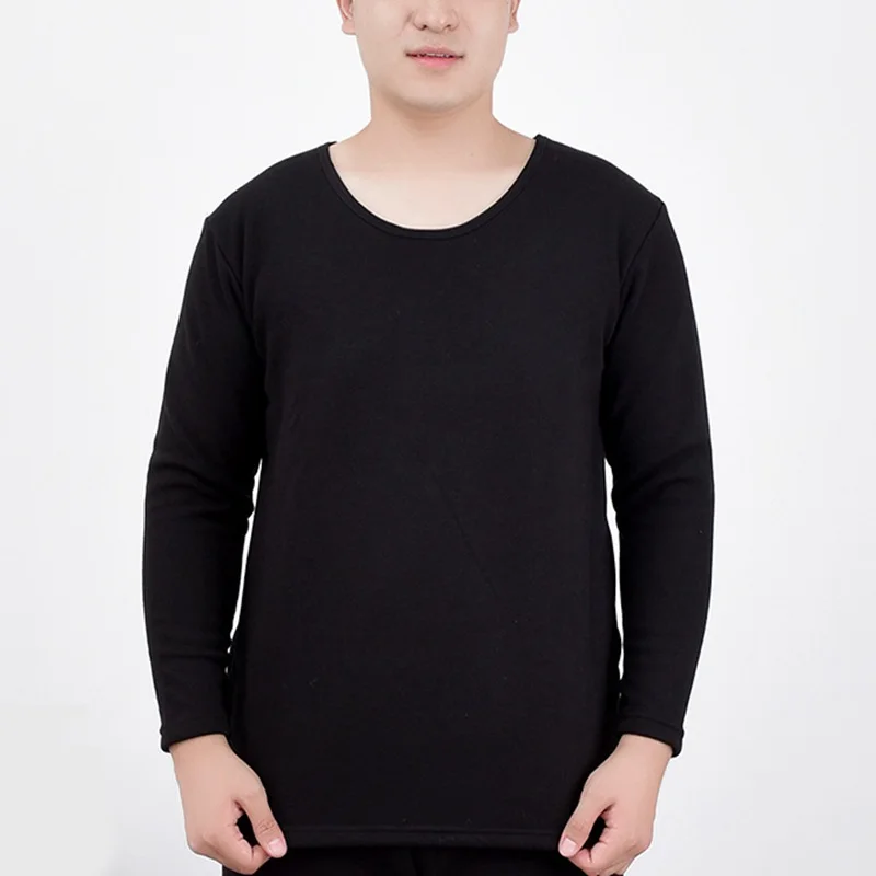 high quality Winter Mens Thicken fleece shirt Long Sleeve warm Thermal Underwear Large Size 7XL 8XL Cotton Underwear tees Tops