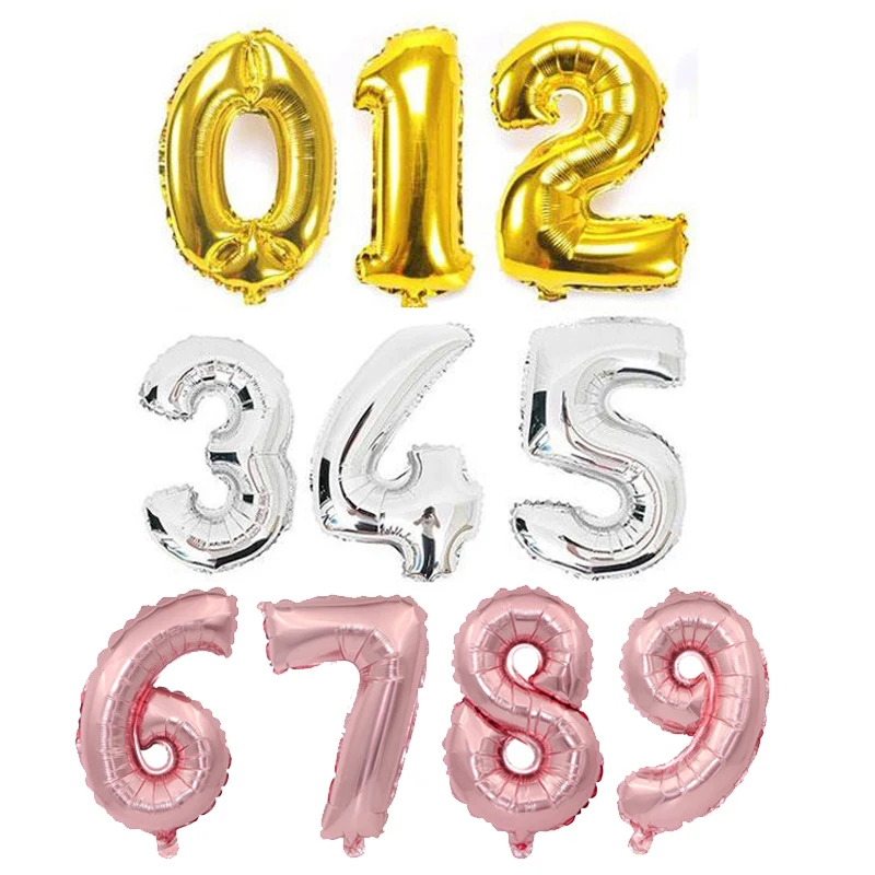 1szt 16 32 40 cali Figurki Folia Różowe Złoto Numer Balon Pływak Powietrze Nadmuchiwane Piłki Dekoracja Urodzinowa Balon Ślubny Dziecko
