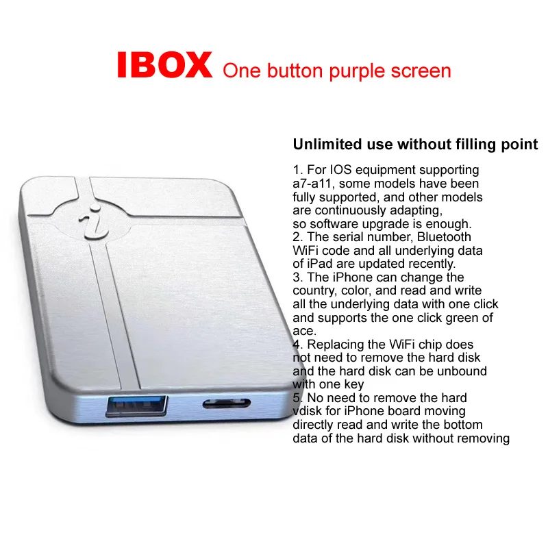 IP iBox ไม่จำเป็นต้องถอดชิ้นส่วน Hard Disk อ่านเขียนเปลี่ยนหมายเลขซีเรียลสำหรับ IPHONE A7 A8 A9 A10 A11 IPAD การเขียนโปรแกรม