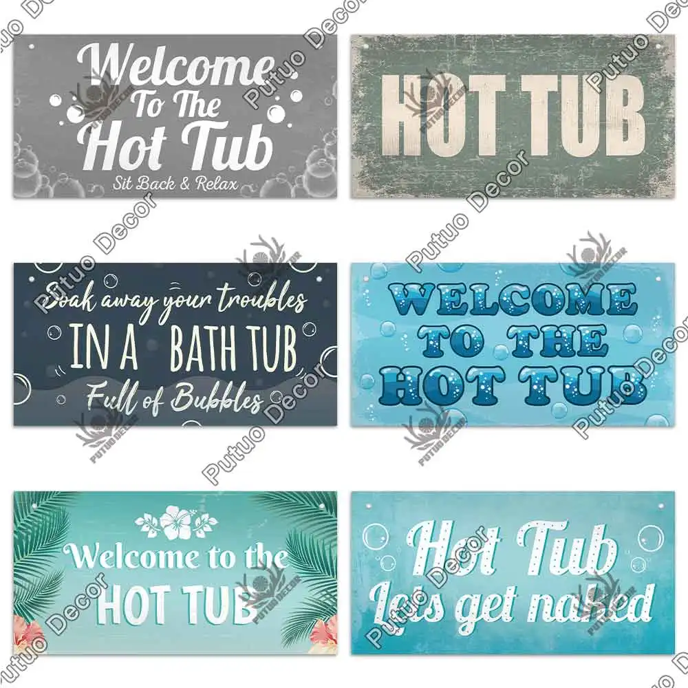 Putuo Decor-Wooden Decorative Plaque, Hot Tub Signs, Wall Plaque, Bathroom Door Decoration, Home Decor