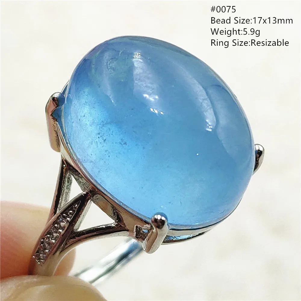 Natural azul aquamarine contas anel ajustável brasil anel oval 925 prata esterlina aquamarine jóias feminino aaaaa