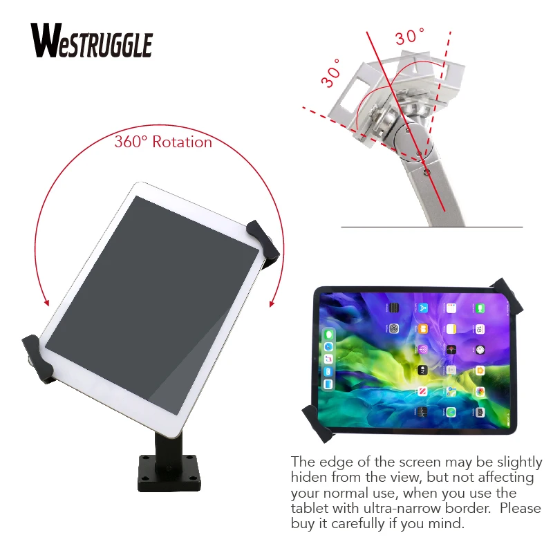 Wall mount &Desktop anti-theft lock holder security display stand for 8-13\