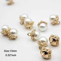 10pcs/lot Size:12.5mm Golden Pearl Button Metal Shank Button for Garment Coat Suit Shirt Embellishment(SS-2564-1)