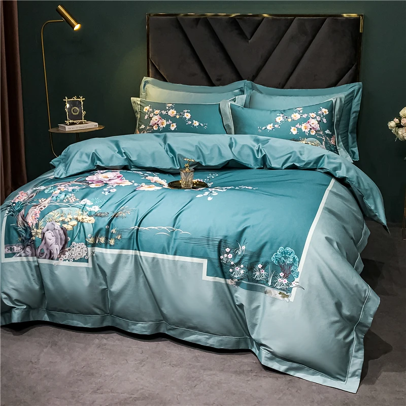 Bedding Sets Bed Sheets Pillowcase Quilt Cover Duvet Cover 1000TC High-Density Cotton Fabric Flowers Smell All Over The Garden