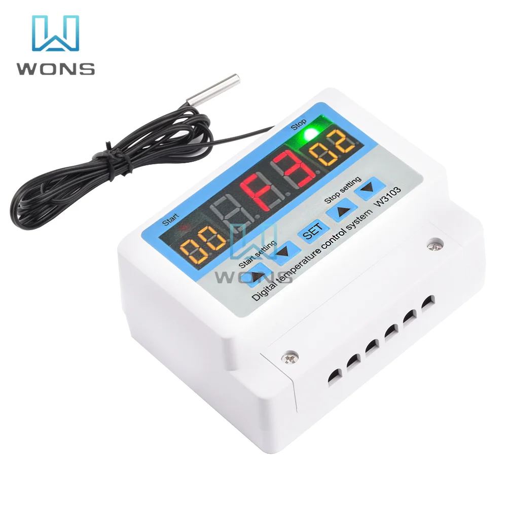 W3103 Digital Thermostat 12V 300W 24V 600W 220V Touch Point 5000W 30A High-power Wall-mounted Temperature Controller Switch