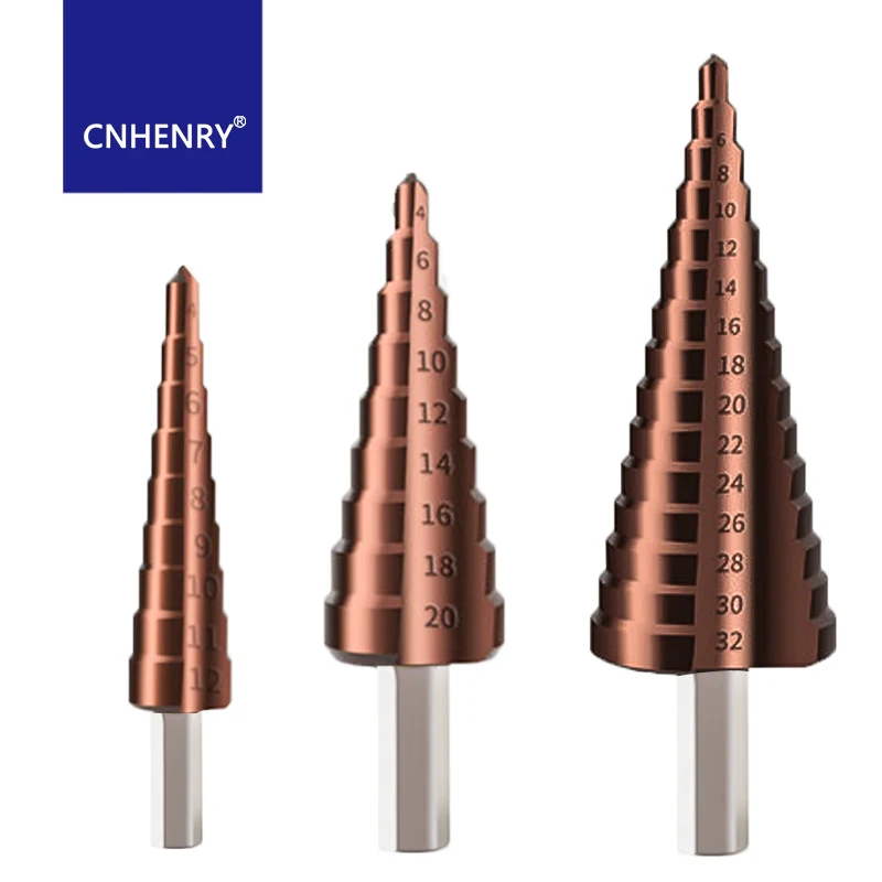 Punte da trapano con gambo triangolare per trapano a gradino HSS M35 4-12/4-20/4-32mm per acciaio inossidabile 5% punte da trapano al cobalto set di utensili sega a tazza