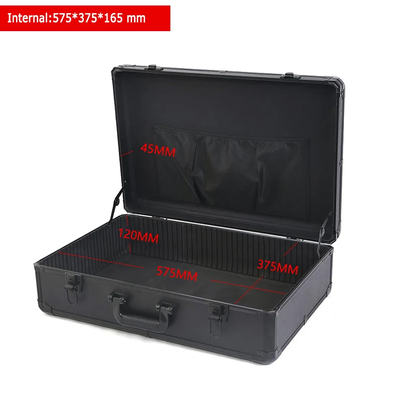 Big Size internal 575*375*165 mm Black Aluminum Case With insert