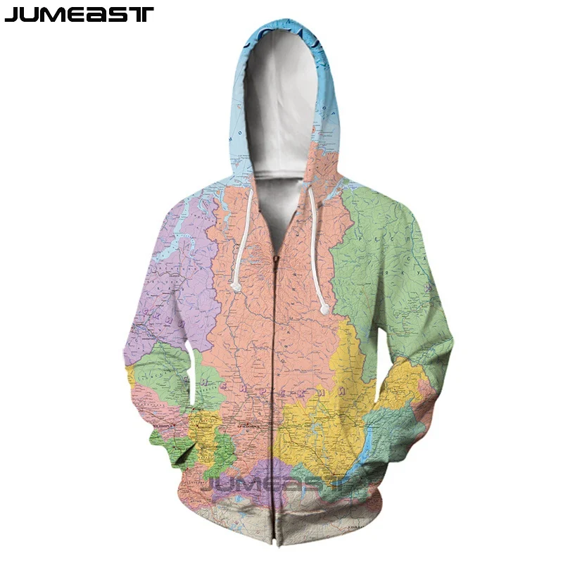 

Jumeast Men Women 3D Sweatshirts Map Oversized Coat Streetwear Harajuku Casual Jacket Pullover Fashion Spring Zipper Hoodies