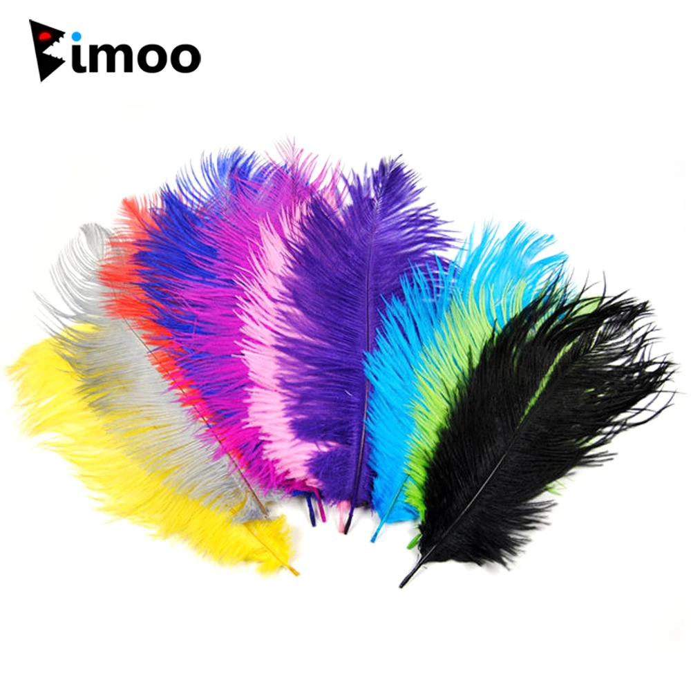 Bimoo 10PCS 15cm~20cm Assorted Ostrich Feather for Fly Tying Herl Material Streamer Nymph Steelhead Indicater Multiple Color