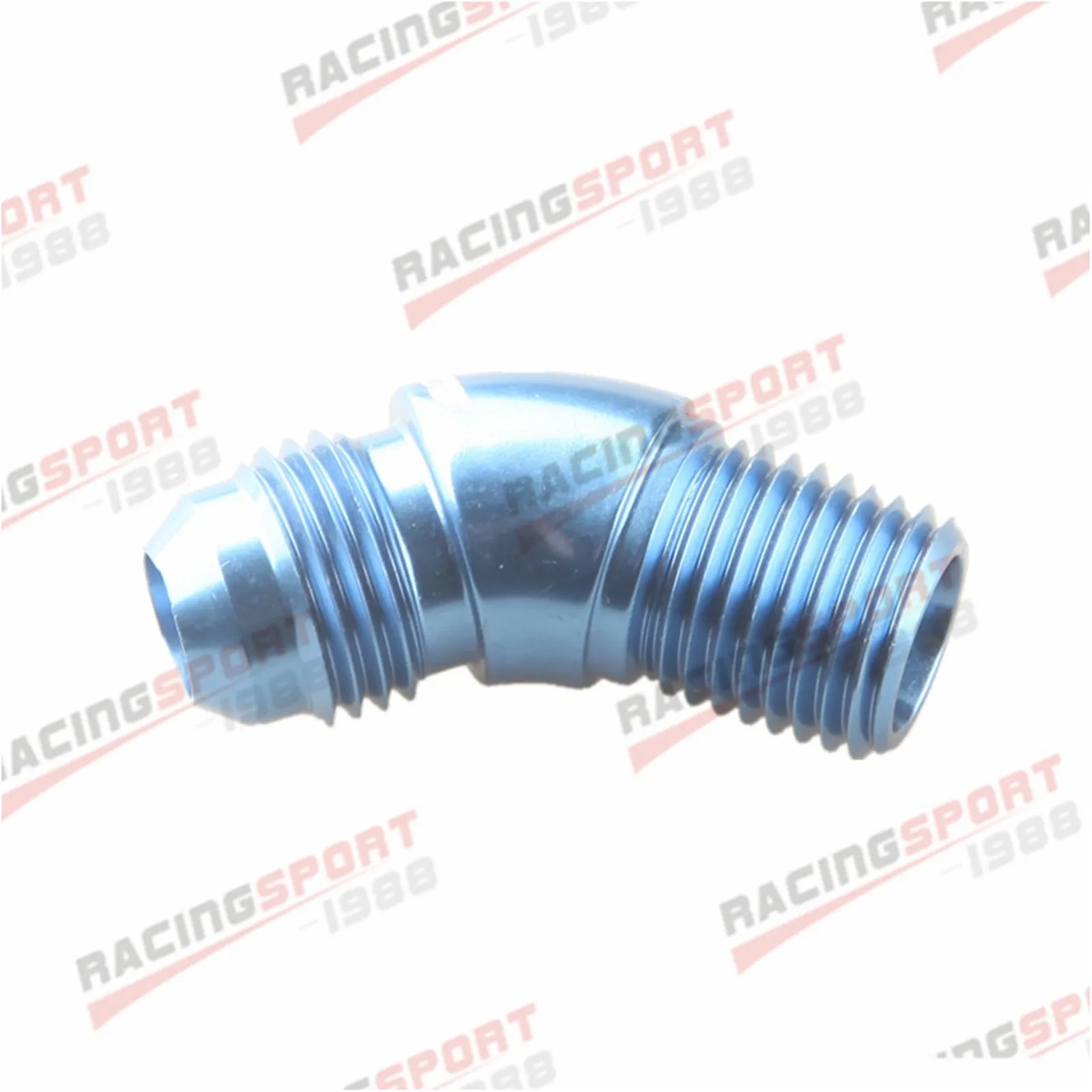

-6AN AN6 Male To 1/4 "NPT 45-градусный полнопоточный адаптер, алюминиевый синий