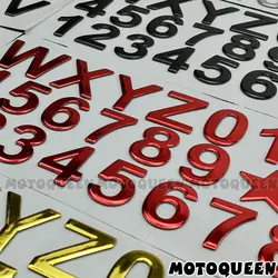 47pcs 3D Motorcycle car Decals Stickers Arab Number English Letter Digital DIY Word Badge Decoration 28mm Height Address number