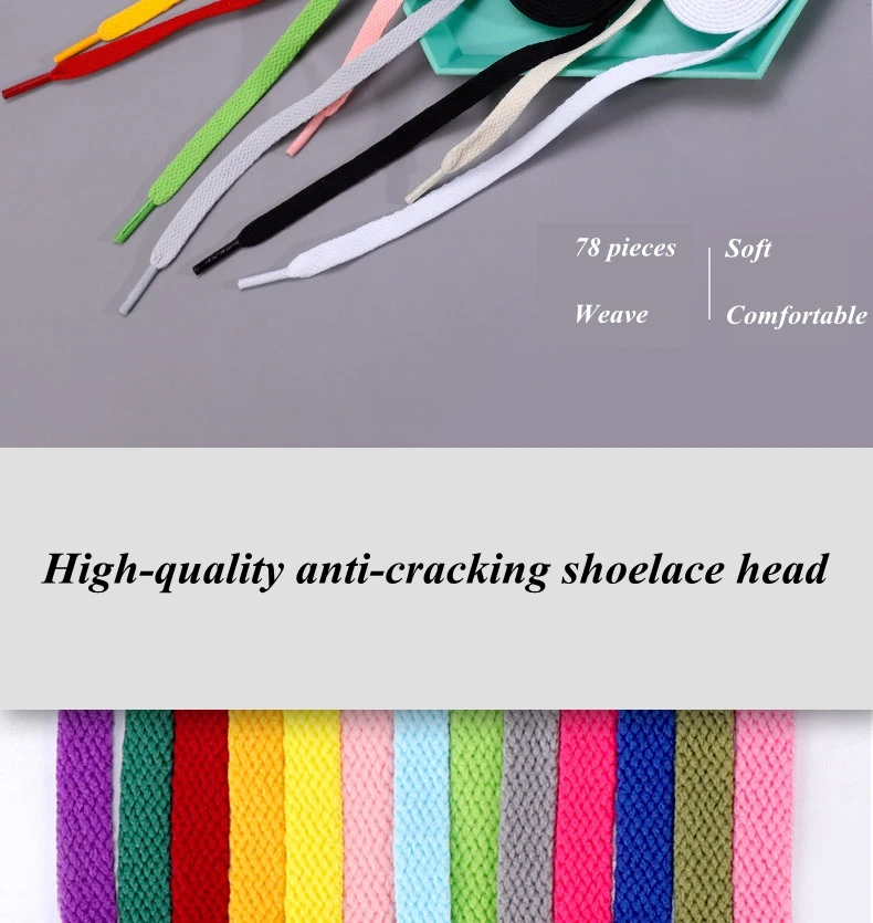 Flache Sneaker-Schnürsenkel, Canvas-Basketball-Schnürsenkel, Schwarz-Weiß, Klassische Schuhbänder, 36 Farben, Schuhband-Zubehör, Neu – Detail 7