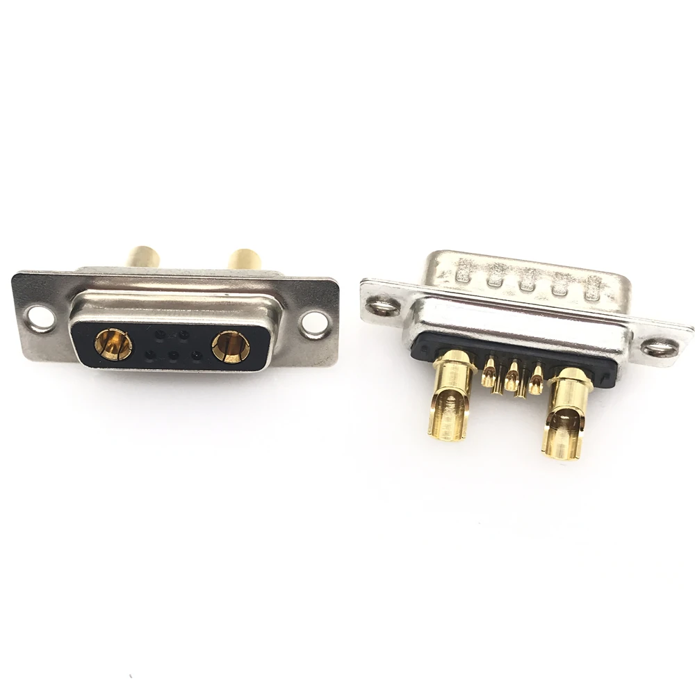 1PCS 7W2 30A Gold plated MALE FEMALE high current CONNECTOR D-SUB adapter solder type 5+2 plug jack high power 7 Power Position