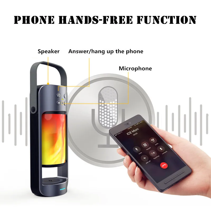 Đèn LED Ngọn Lửa Đèn Bluetooth Tích Hợp Loa Ngoài Trời Khẩn Cấp Đèn Chức Năng Sạc Không Dây Ngoài Trời Loa Di Động Không Dây