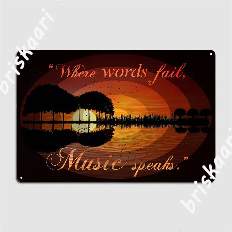 Where Words Fail, Music Speaks Metal Sign Pub Club Bar Design Plaques Tin Sign Posters