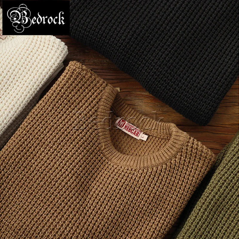 MBBCAR waffel pullover für männer aus reiner baumwolle warm pullover groben strick methode gewaschen schwere pullover 673