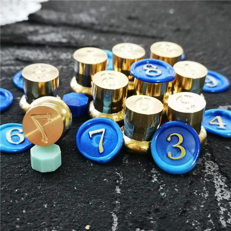12mm diameter mini number Sealing Wax Stamp brass head and color wood handle DIY Scrapbooking Envelope Card Decoration