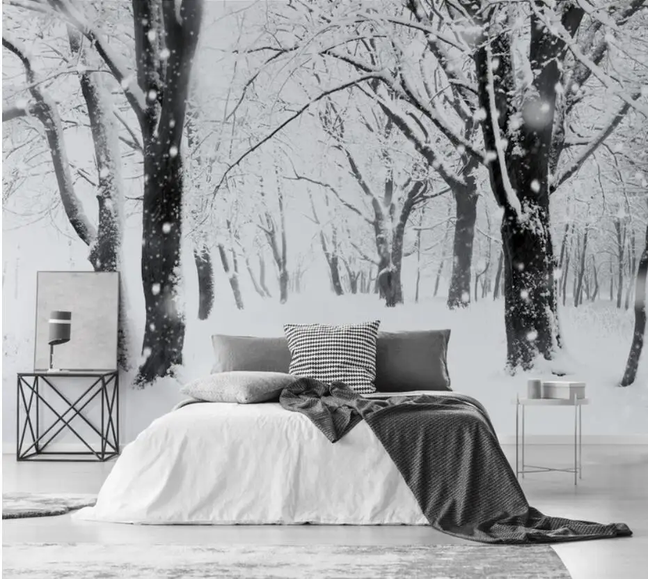 

3d Snow Forest Wallpaper Mural for Living Room Bedroom Sofa TV Background Wall Covering Photo Wallpaper Nature Murals Custom