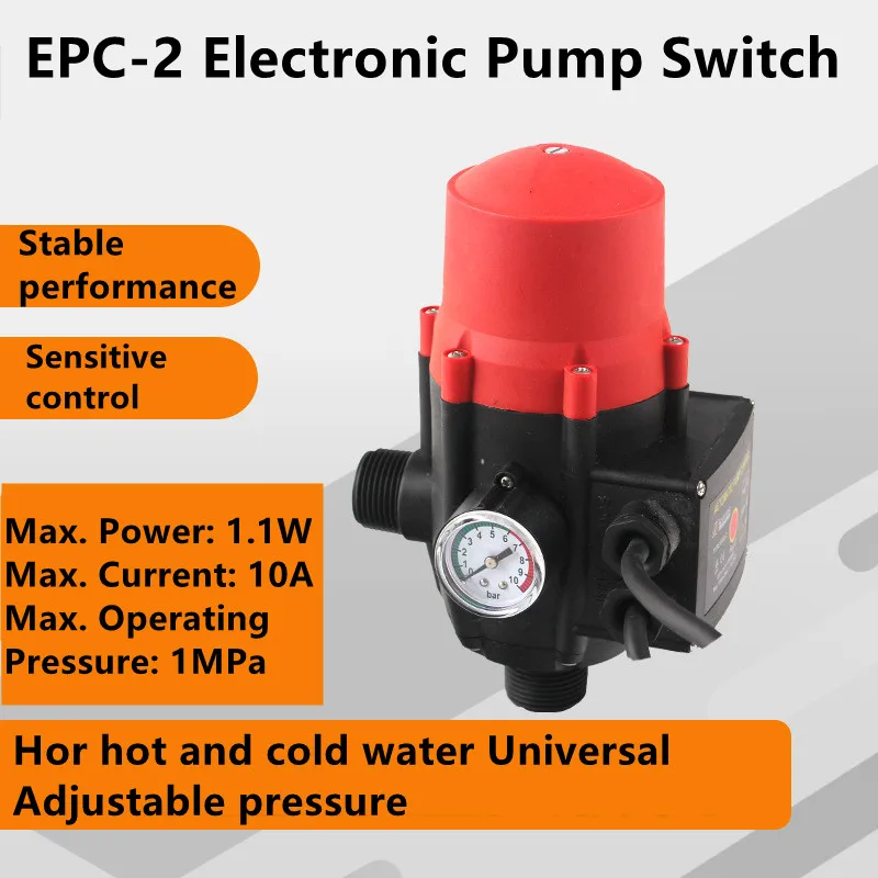 Waterproof Pressure Switch Adjustable Water Pump Automatic Pressure Control Electronic Switch With Pressure Gauge Max.10 Bar