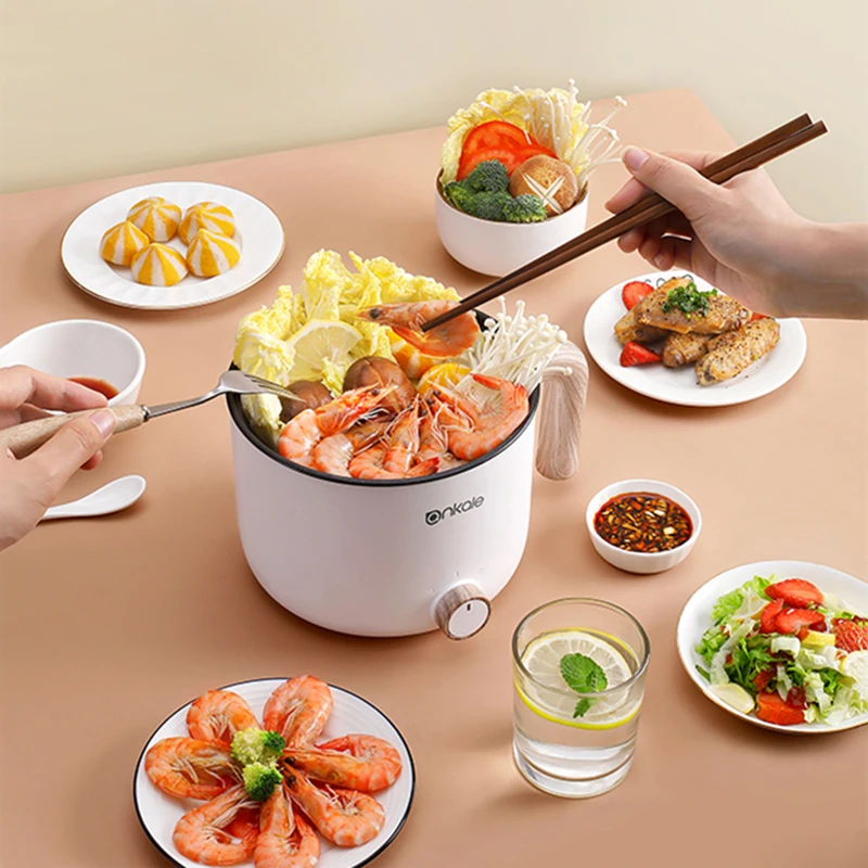 1.5L Mini Electric Cooking Pot Steaming Boiling Multifunctional Desktop Hot Pot Dormitory Small Electric Pots with Steamer 220V