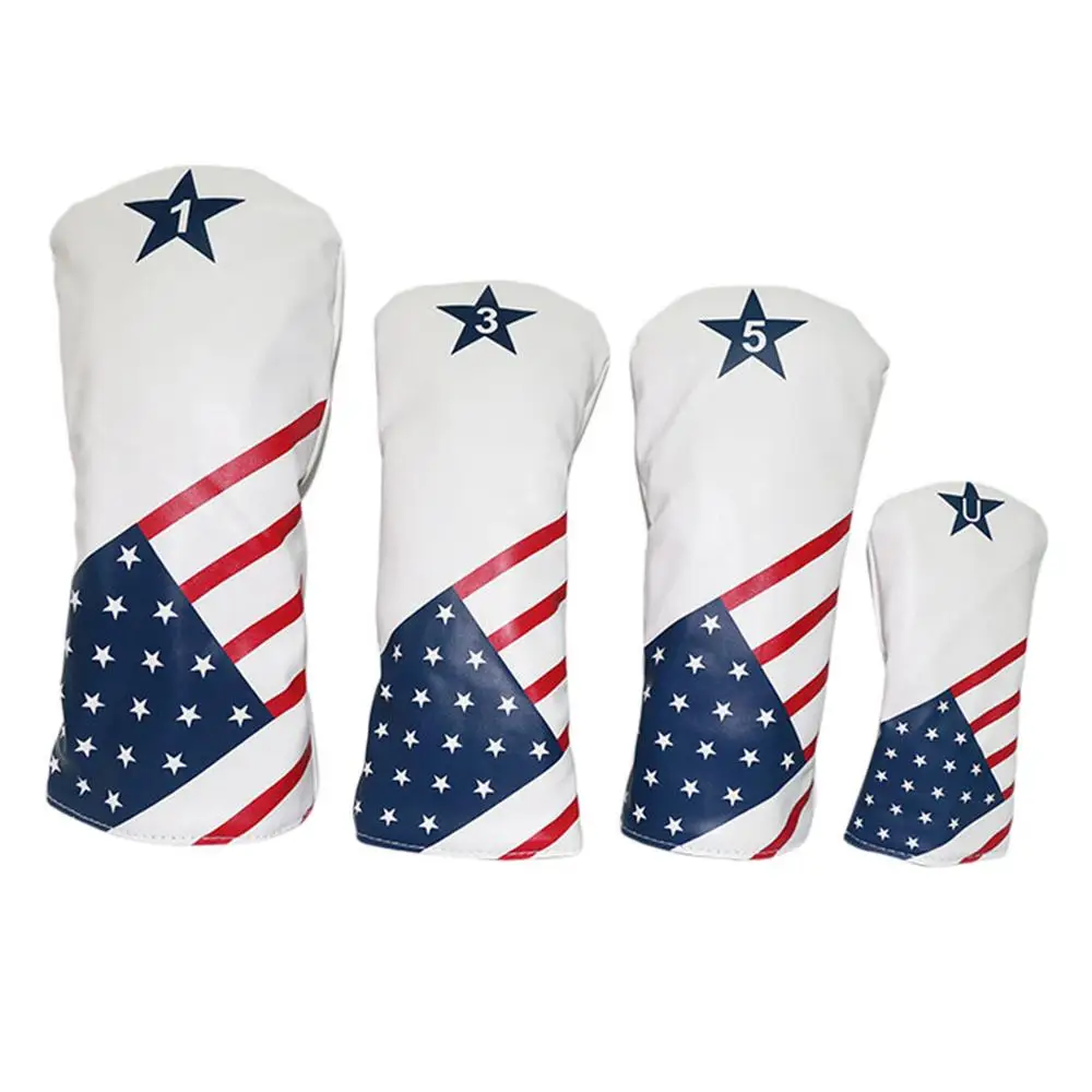 USA Stars and Stripes Golf Wood HeadCovers Driver Head Cover Synthetic Leather