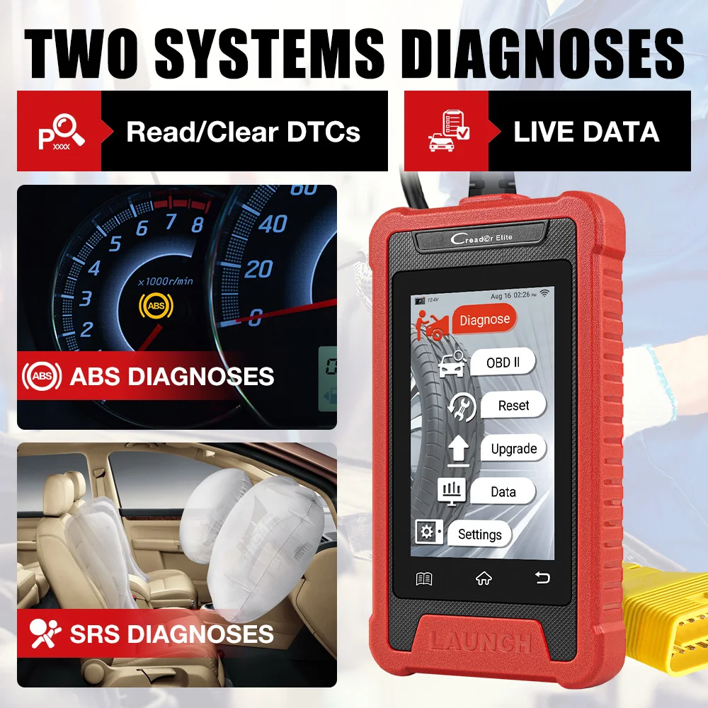 LAUNCH X431 CRE202 Creader Elite Obd2 scanner ABS SRS Diagnostic Tools for Car 2 Reset wifi Lifetime free Update