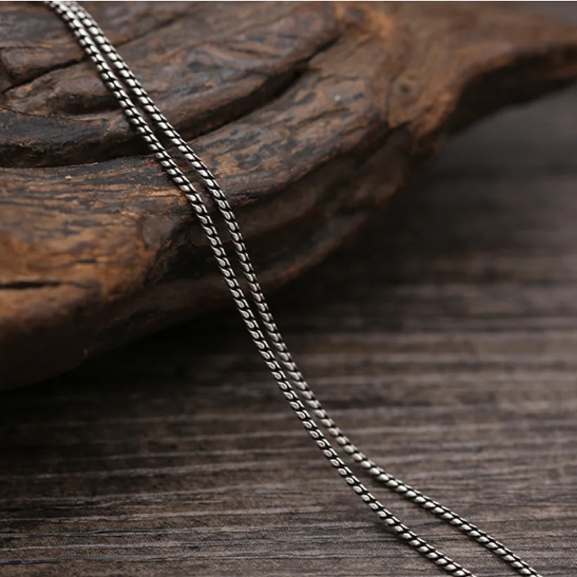 Unibabe S925 Pure Silver 1.2mm Thick Retro Weave Necklace Thai Silver Small Twist Chian Necklace Female Jewelry