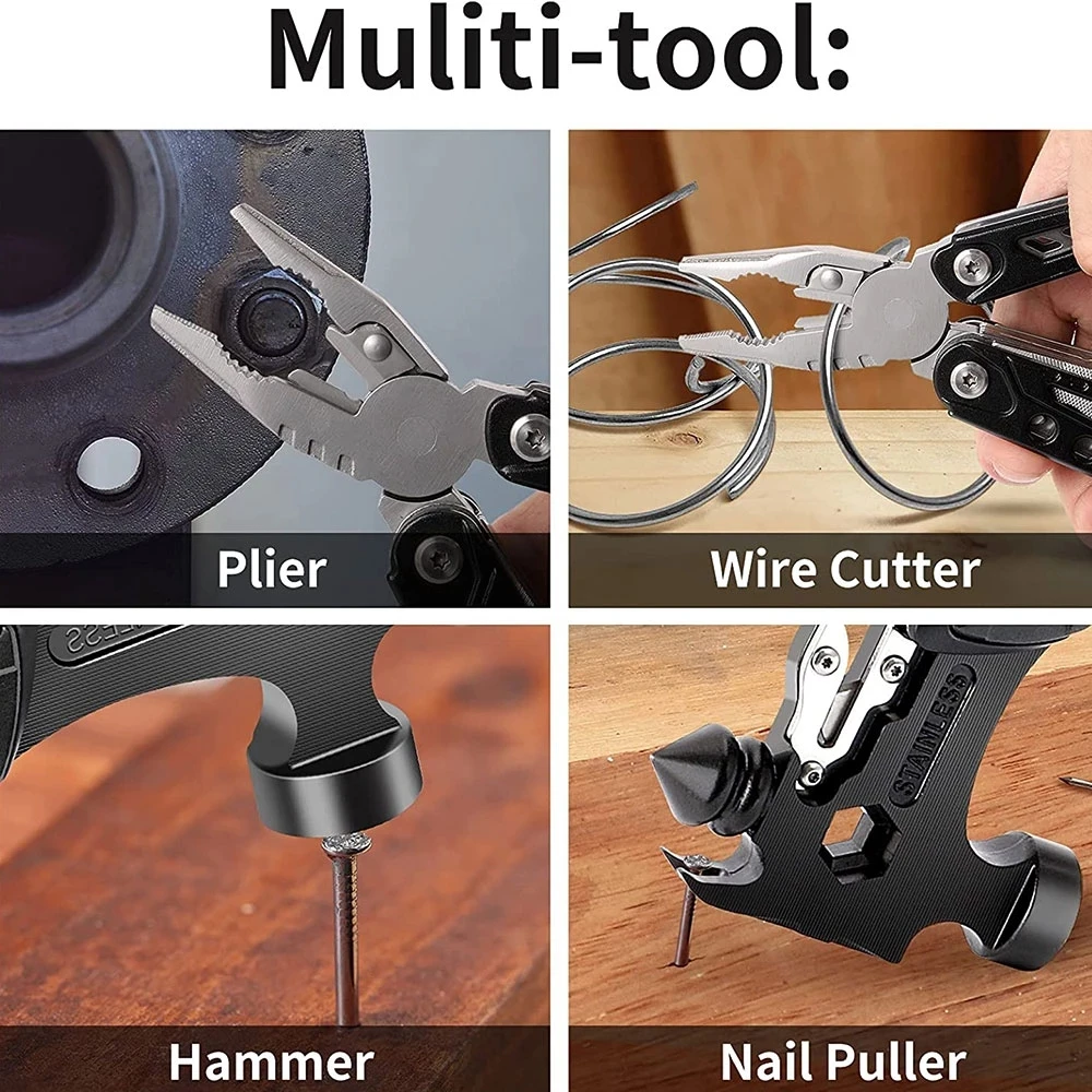 Marteau de sécurité pour automobile, outil en acier inoxydable, fourreau en Nylon, survie en plein air, Camping, randonnée, couteau de poche Portable, multi-outils, marteau à griffes