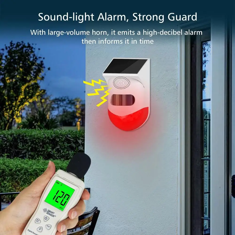 PIR Alarm System Security Alarms For Home 433MHZ Motion Detector Outdoor Solar Alarm With Remote Control PIR Motion Sensor