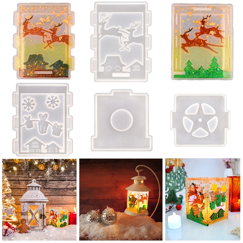 

DM182 6PCS/Pack Lantern Epoxy Resin Silicone Mold Lamp Resina Epoxy Transparente Silicon Mould For DIY Craft Christmas Decor