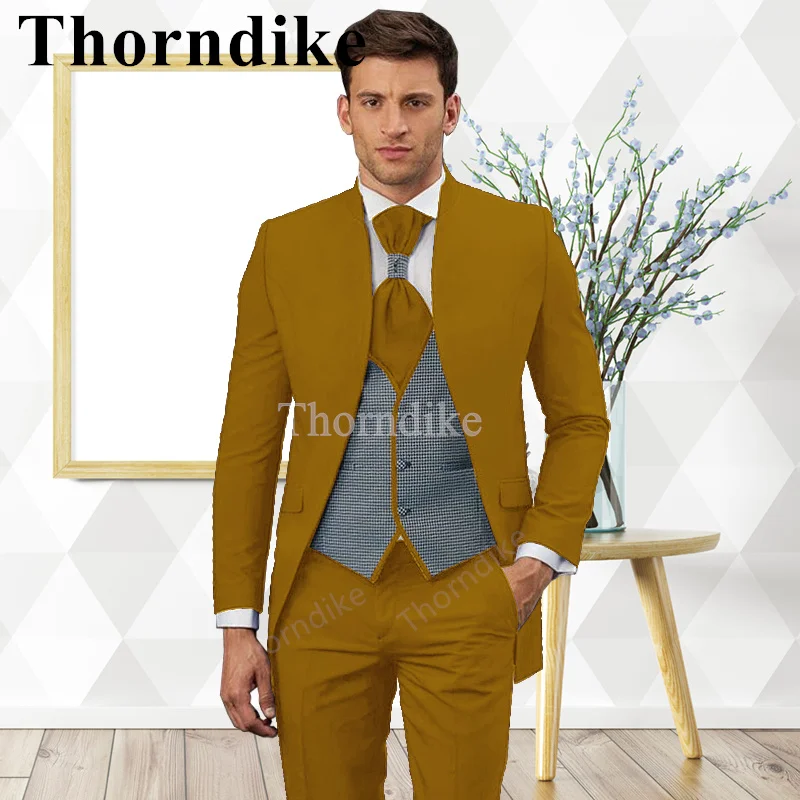 Thorndike novo produto expressar houndstooth colete masculino na moda terno personalizado formal casamento terno moda elegante 3-pcs