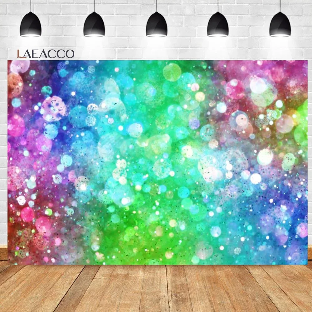 Laeacco Baby Shower Newborn Birthday Backgrounds Colorful Polka Dots Light Bokeh Children Portrait Photography Backdrops Props