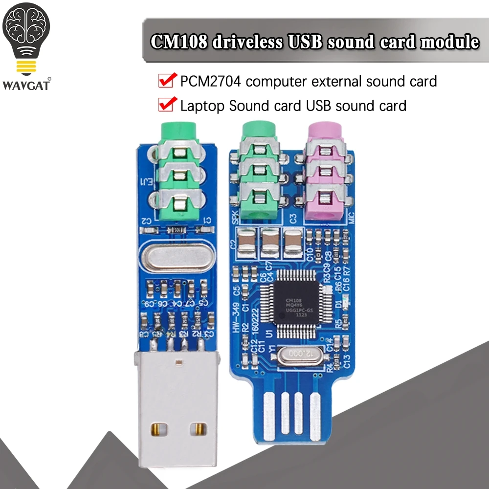 5V Mini PCM2704 CM108 USB DAC HIFI USB Sound Card USB Power DAC Decoder Board Module For Arduino Raspberry Pi 16 Bits