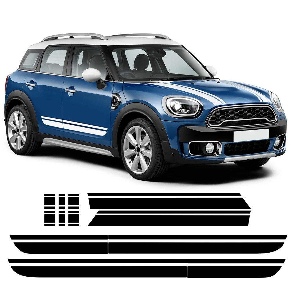 Pegatina para capó de coche, Kit de carrocería trasera a rayas para capó largo deportivo de carreras, falda lateral de puerta para Mini Cooper Countryman F60, accesorios
