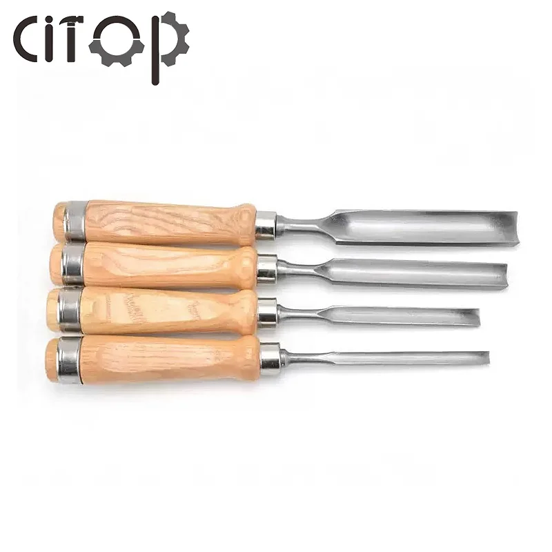 Citop 4pcs  DIY Tool  Semi-Circular Woodworking Chisel Set Chrome Vanadium Steel Carpenter Wood Carving Gouge Chisels Tool