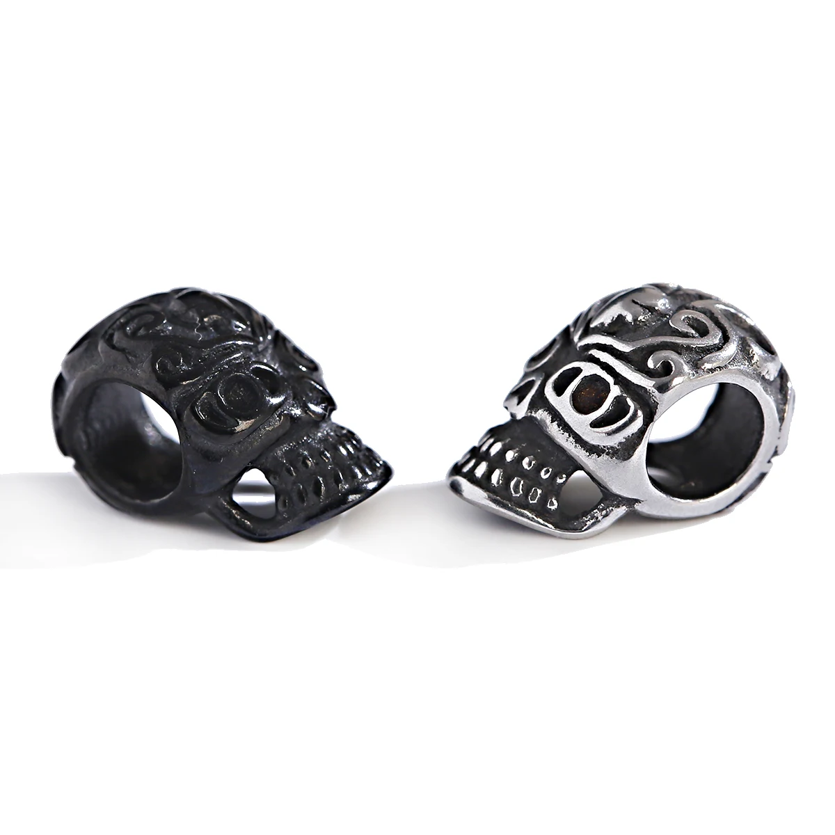 Gothic Stainless Steel Skull Lion Bead Dragon Jewelry Accessories Interval Silver Color Punk Large Hole Charm DIY Bracelet