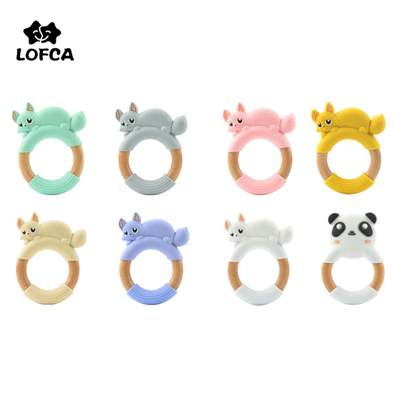 LOFCA-mordedor de silicona para bebé, cuentas de grado alimenticio sin BPA, colgante con forma de Animal, cadena de chupete para bebé, juguete de