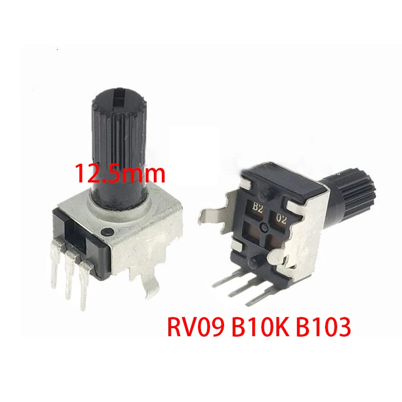 5PCS/LOT RV09 B10K B103 Potentiometer Adjustable Resistance 12.5mm Shaft 3 Pins 0932 Vertical adjustable trim pot WH09