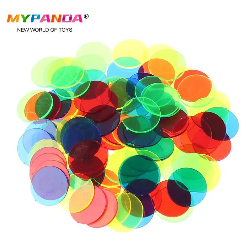 100pcs 15mm Montessori Learning Education Math Toys Learning Resources Color Plastic Coin Bingo Chip Kids Classroom Supplies