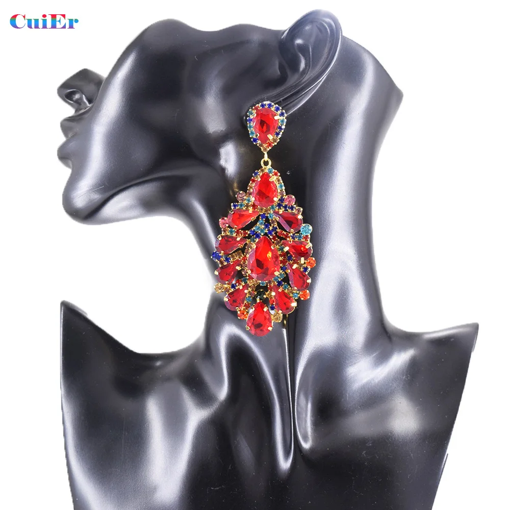 CUIER Exquisite Girls Waterdrop Earring with Rhinestones Sparkly Crystal Jewelry Accessories for Women Gift Wedding