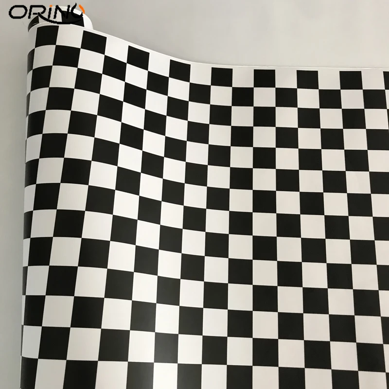 White Black Checkered Flag Racing Multi-Use Square Motorcycle Outdoor Sports Car Wrap Sticker Camo Vinyl Sheet With Air Bubble