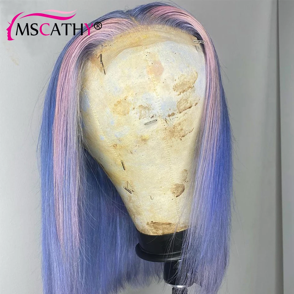 Bob Perücke Spitze Front Menschliches Haar Perücken Rosa Purpel 613# Blonde Highlight Farbige Gerade HD Spitze Frontal Perücken Für Frauen menschliches Haar