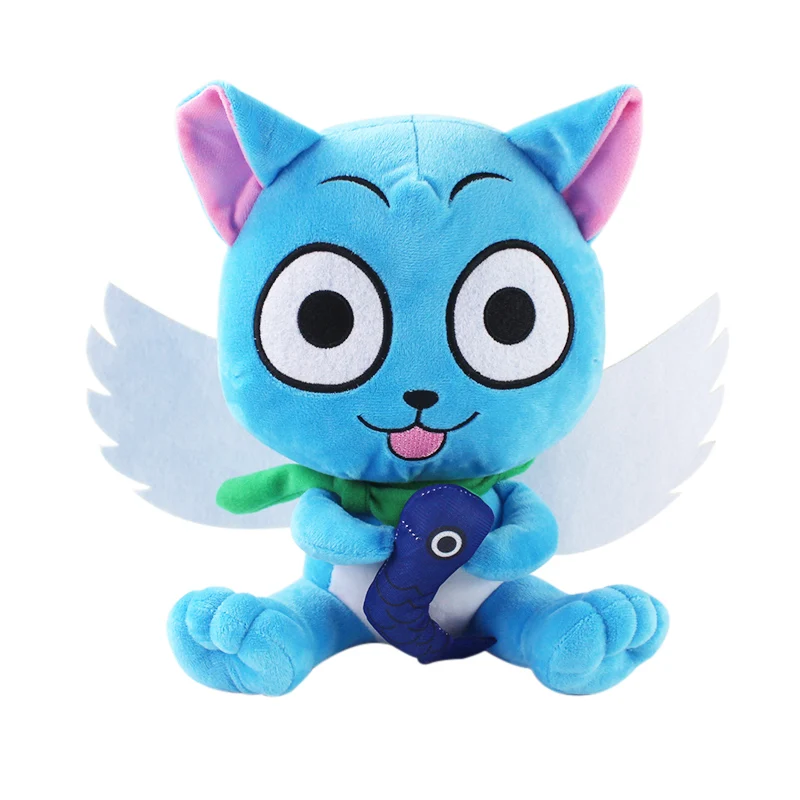 17-30cm 3styles Anime Fairy Tail Happy Toys Blue Happy with Fish Soft Animals Dolls Gift for Kids