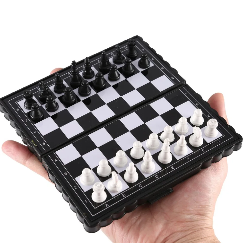 1set Mini International Chess Folding Magnetic Plastic Chessboard Board Game Portable Kid Toy Portable