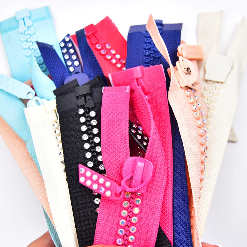 3.4*60Cm Rhinestone Zipper Ss10 Crystal Diamond Double Row Clothing Accessories Shoes Pants Diy Dress Trousers Zip Decoration