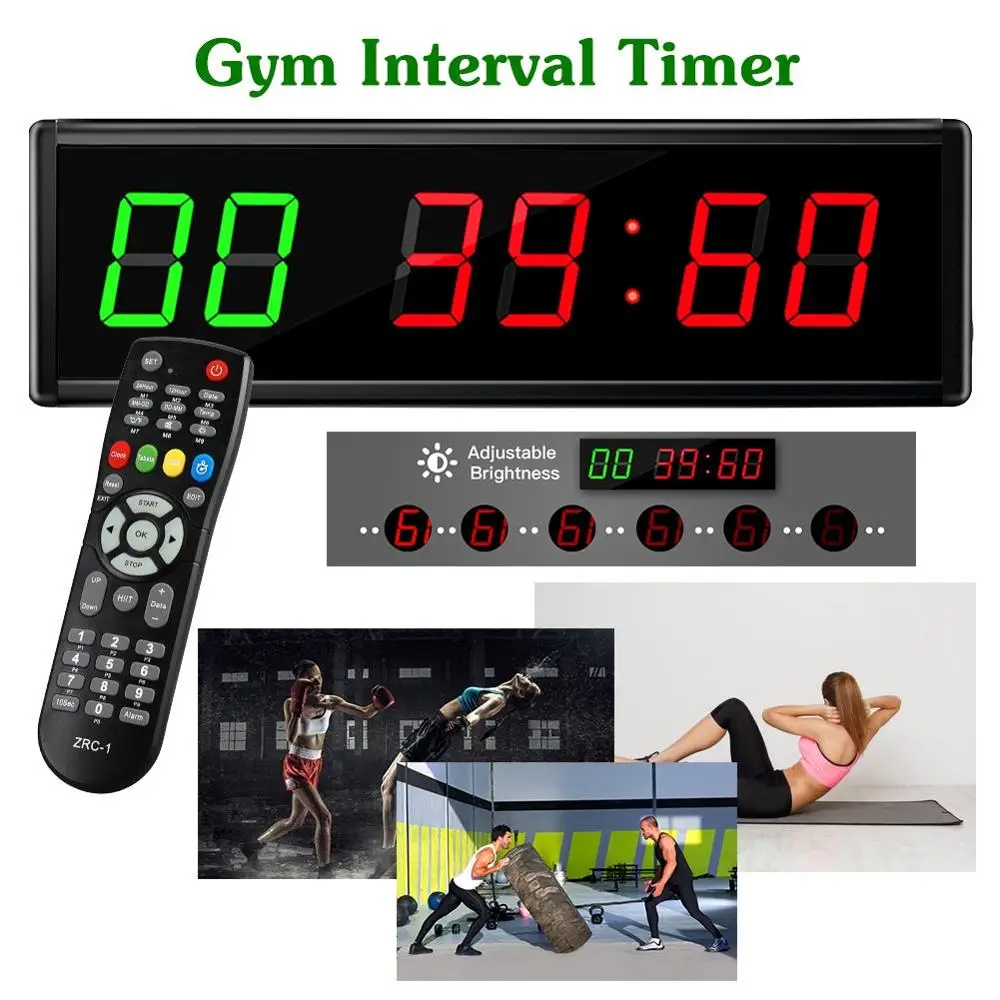 

1.5inch 6 digit LED Timer Boxing GYM Crossfit tabata EMOM interval Programmable Countdown/UP stopwath Real time clock