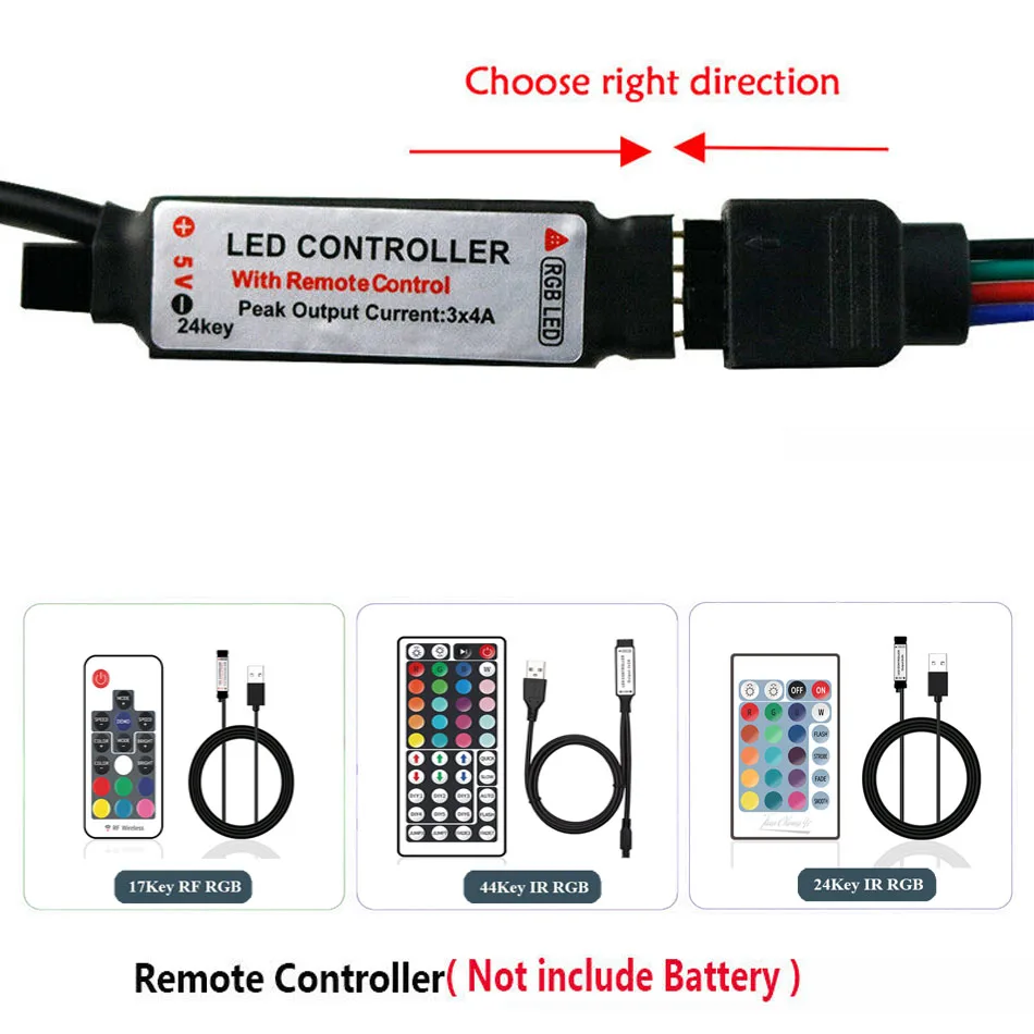 DC5V USB LED RGB Controller Mini 3 tasti Dimmer 24Key 44key telecomando IR 17 tasti RF telecomando Wireless controllo per striscia LED RGB USB