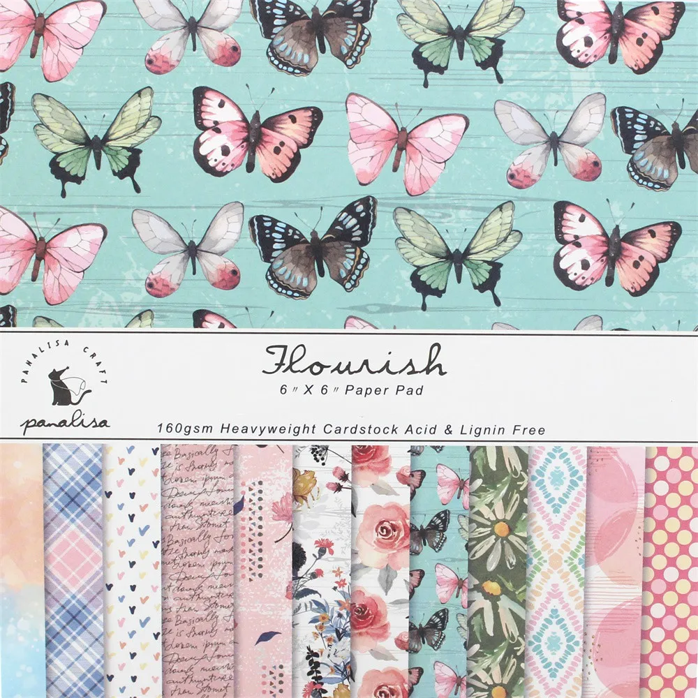 KSCRAFT 12 Sheets Flourish Scrapbooking Pads Paper Origami Art Background Paper Card Making DIY Scrapbook Paper Craft