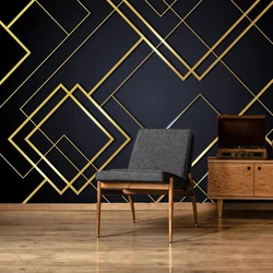 Nach 3D Foto Tapete Goldenen Linien Kreative Geometrische Wandbild Schlafzimmer Wohnzimmer Sofa TV Hintergrund Wand Papers Home Decor